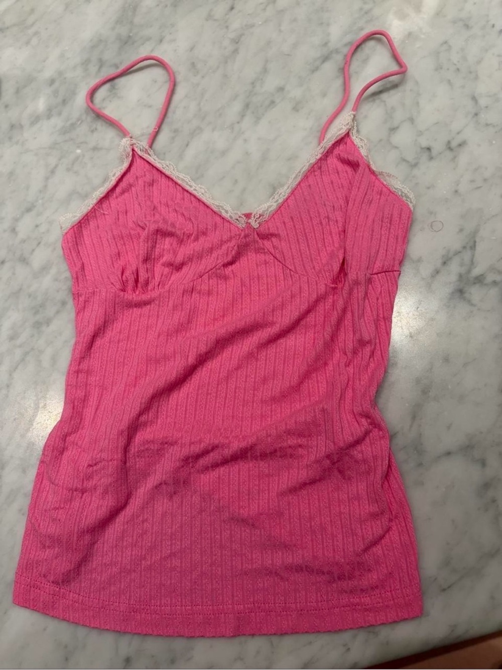 Pink Lace-Trim Camisole Tank Top
